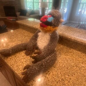 Vintage Large Great Ape Mandrill Monkey Stuffed Puppet Appx 34” Total Length